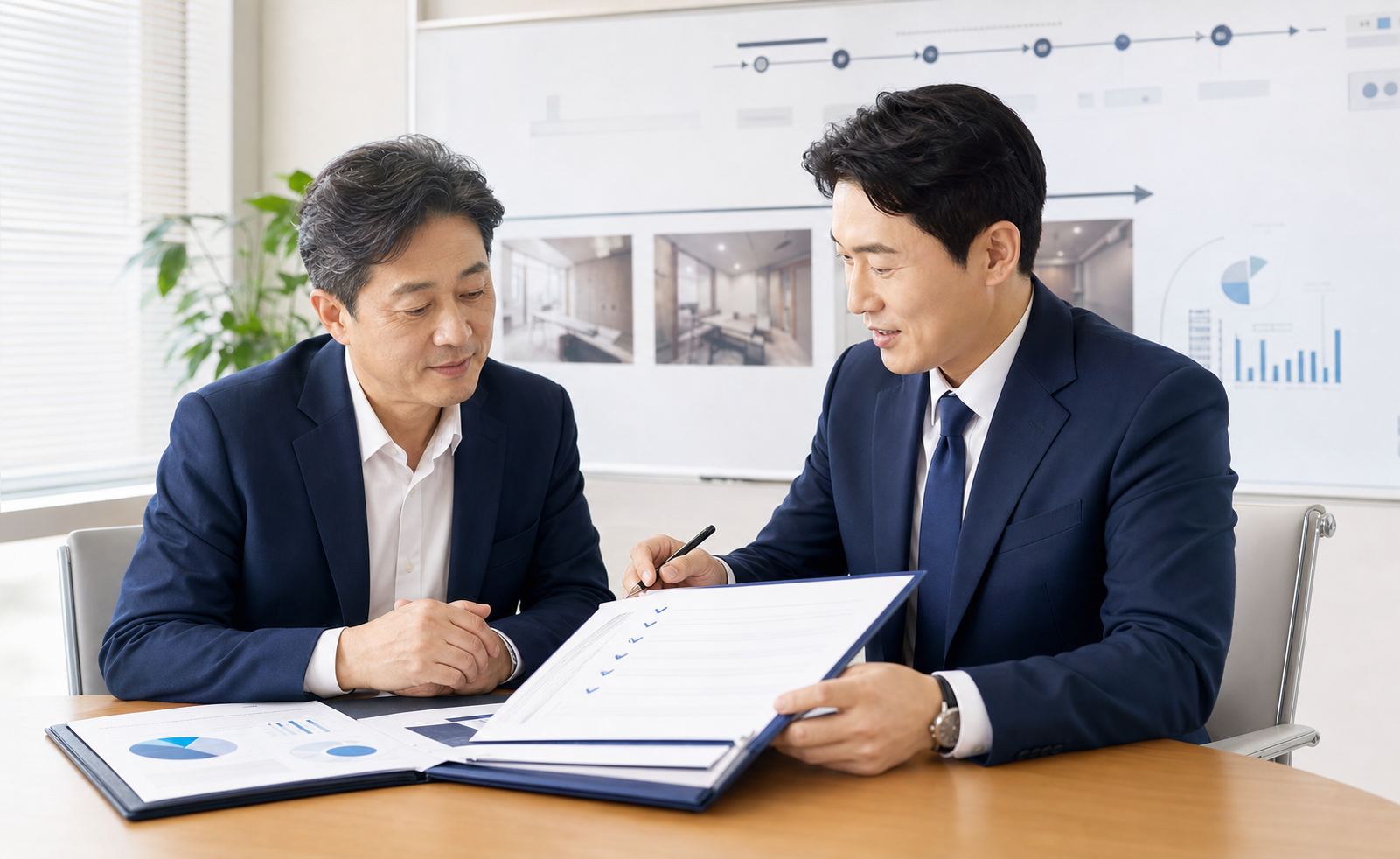 상담사가 고객에게 체크리스트와 해결 방향을 설명하는 모습